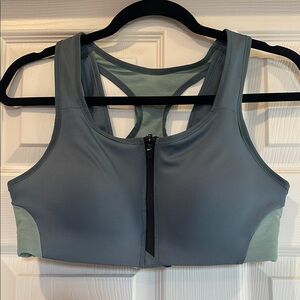 Nike Blue High-Neck Sports Bra with Front Zipper